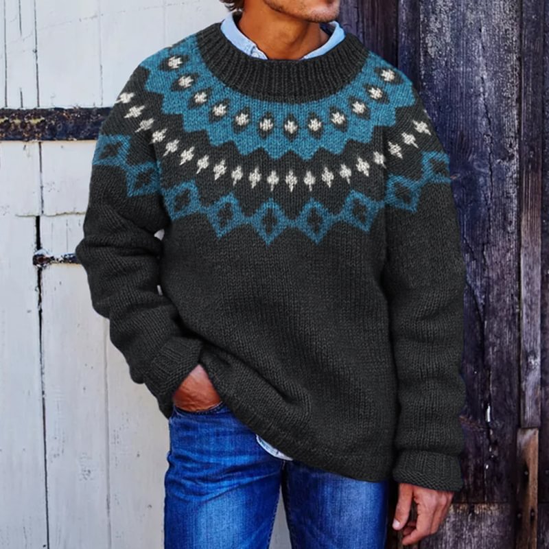 RELBO™l Patchwork Round Neck Sweater