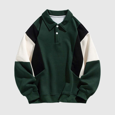 RELBO™| COLORBLOCK POLO SWEATSHIRT