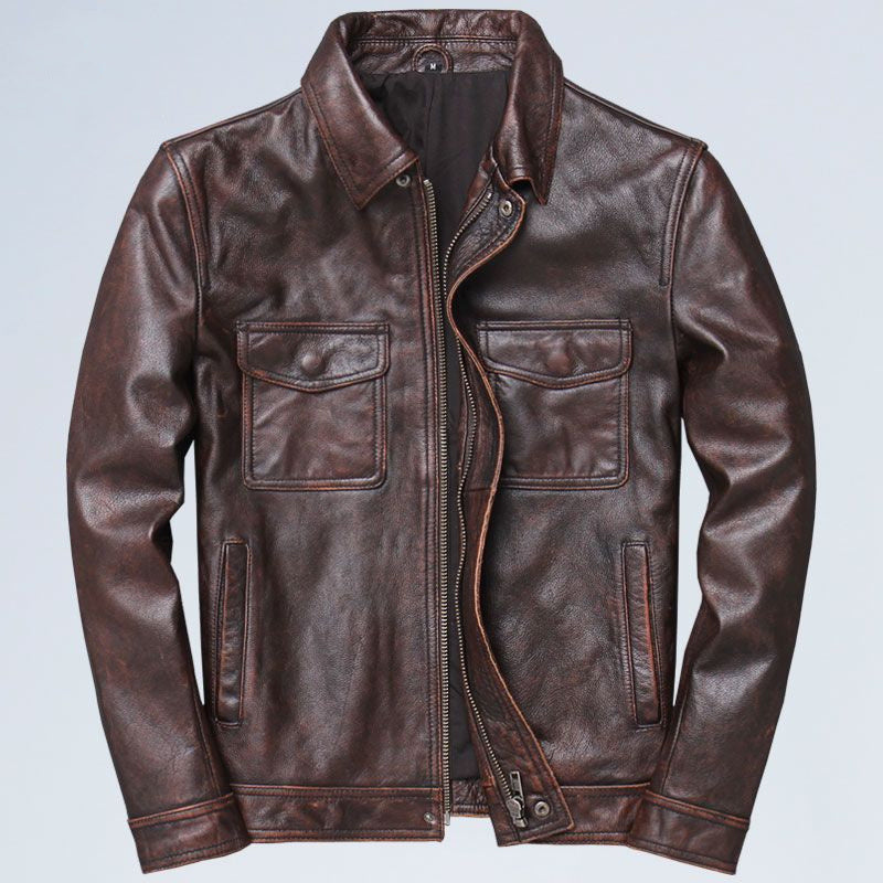 RELBO™| Lapel Motorcycle Leather Men's Casual Retro Leather Jacket Coat