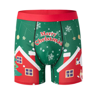 RELBO™l Print Underwear Breathable Mens Gingerbread Man Fashionable Casual Sports Boxers Four Corner Shorts Christmas Gifts