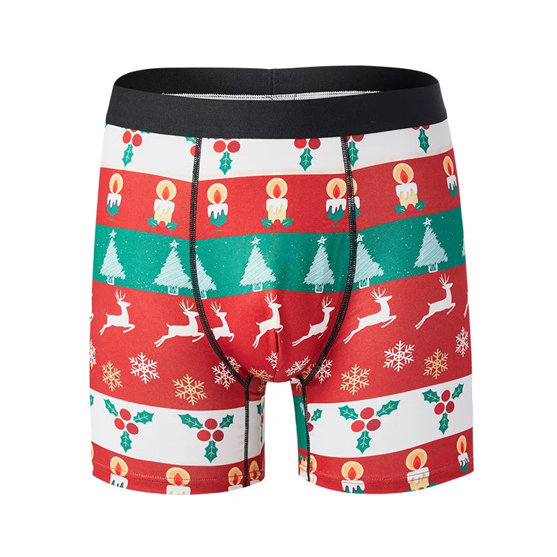 RELBO™l Print Underwear Breathable Mens Gingerbread Man Fashionable Casual Sports Boxers Four Corner Shorts Christmas Gifts