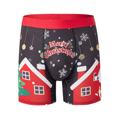 RELBO™l Print Underwear Breathable Mens Gingerbread Man Fashionable Casual Sports Boxers Four Corner Shorts Christmas Gifts