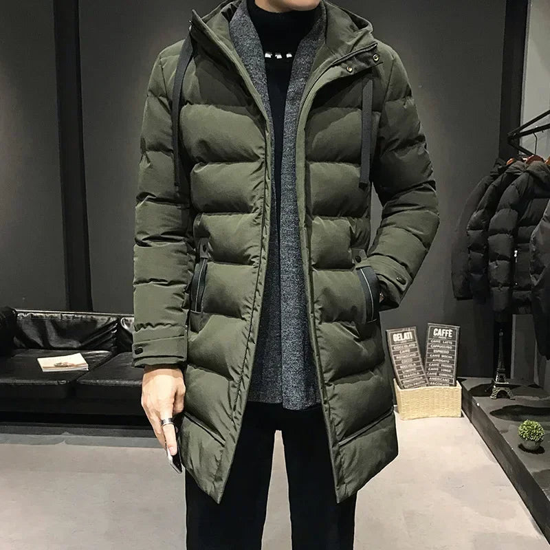 RELBO™| Men Long Down Jackets Winter Coats Chaquetas Hooded Casual Winter Parkas High Quality Male Green Warm Parkas Coats Size 8XL