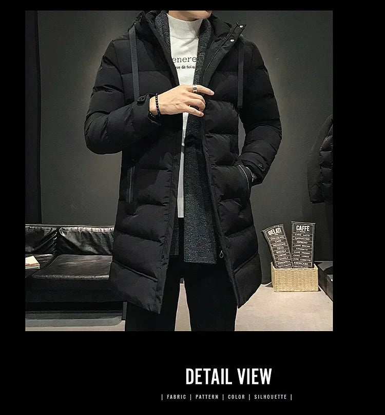 RELBO™| Men Long Down Jackets Winter Coats Chaquetas Hooded Casual Winter Parkas High Quality Male Green Warm Parkas Coats Size 8XL