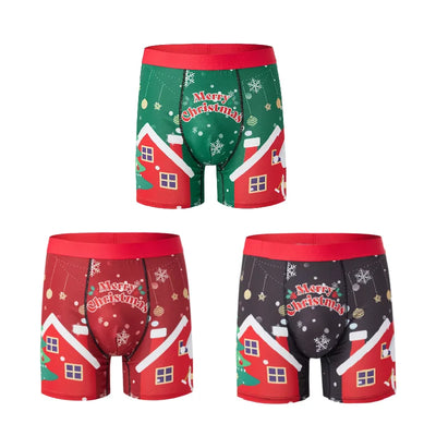 RELBO™l Print Underwear Breathable Mens Gingerbread Man Fashionable Casual Sports Boxers Four Corner Shorts Christmas Gifts