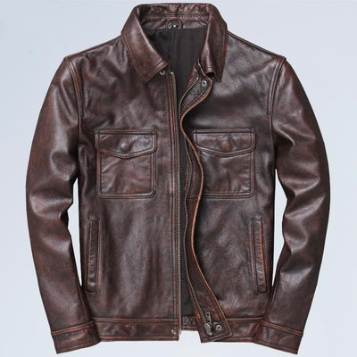 RELBO™| Lapel Motorcycle Leather Men's Casual Retro Leather Jacket Coat