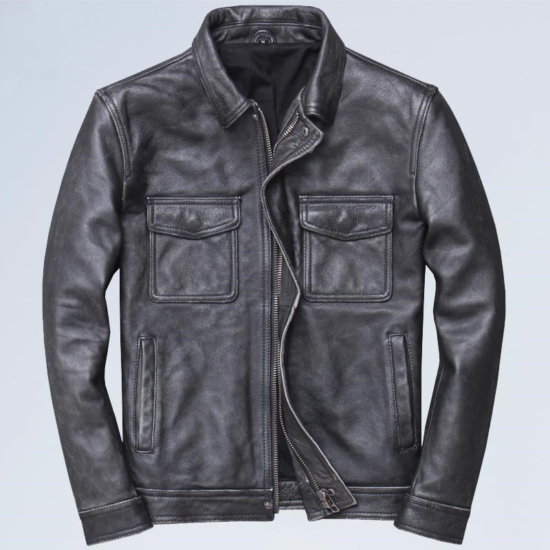 RELBO™| Lapel Motorcycle Leather Men's Casual Retro Leather Jacket Coat